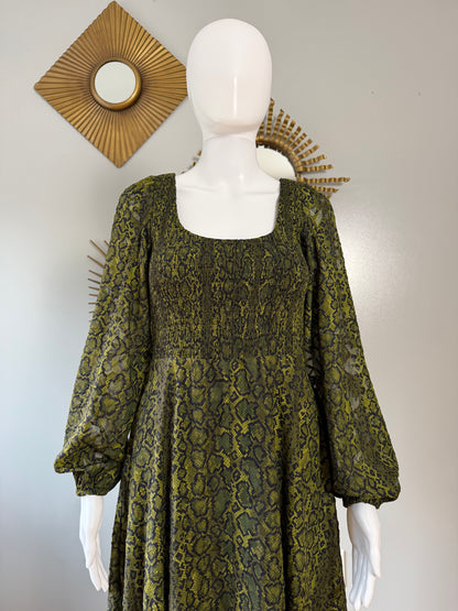 French Connection- Green Aurey Python Maxi Dress