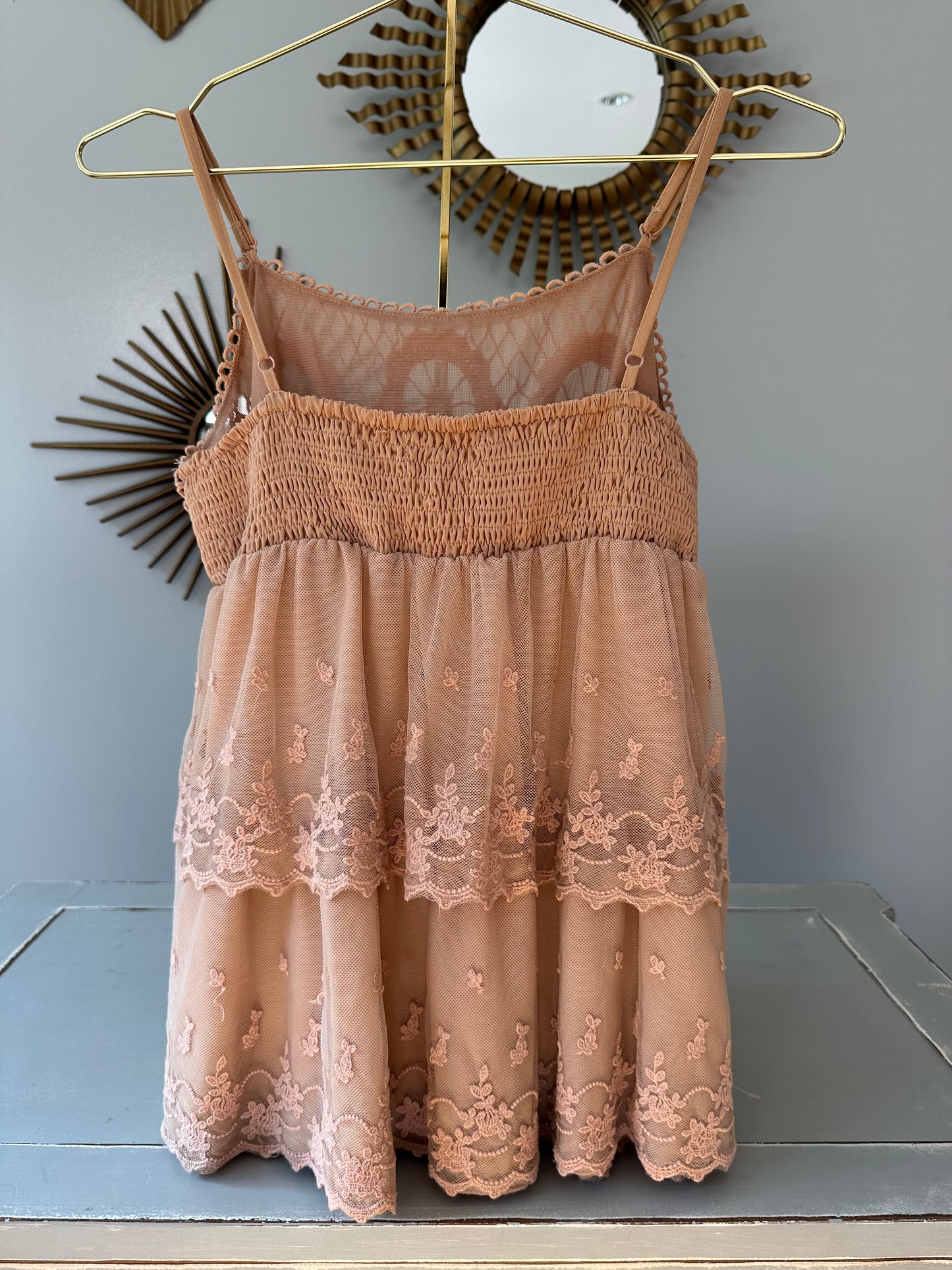 Mocha Boho Lace Top