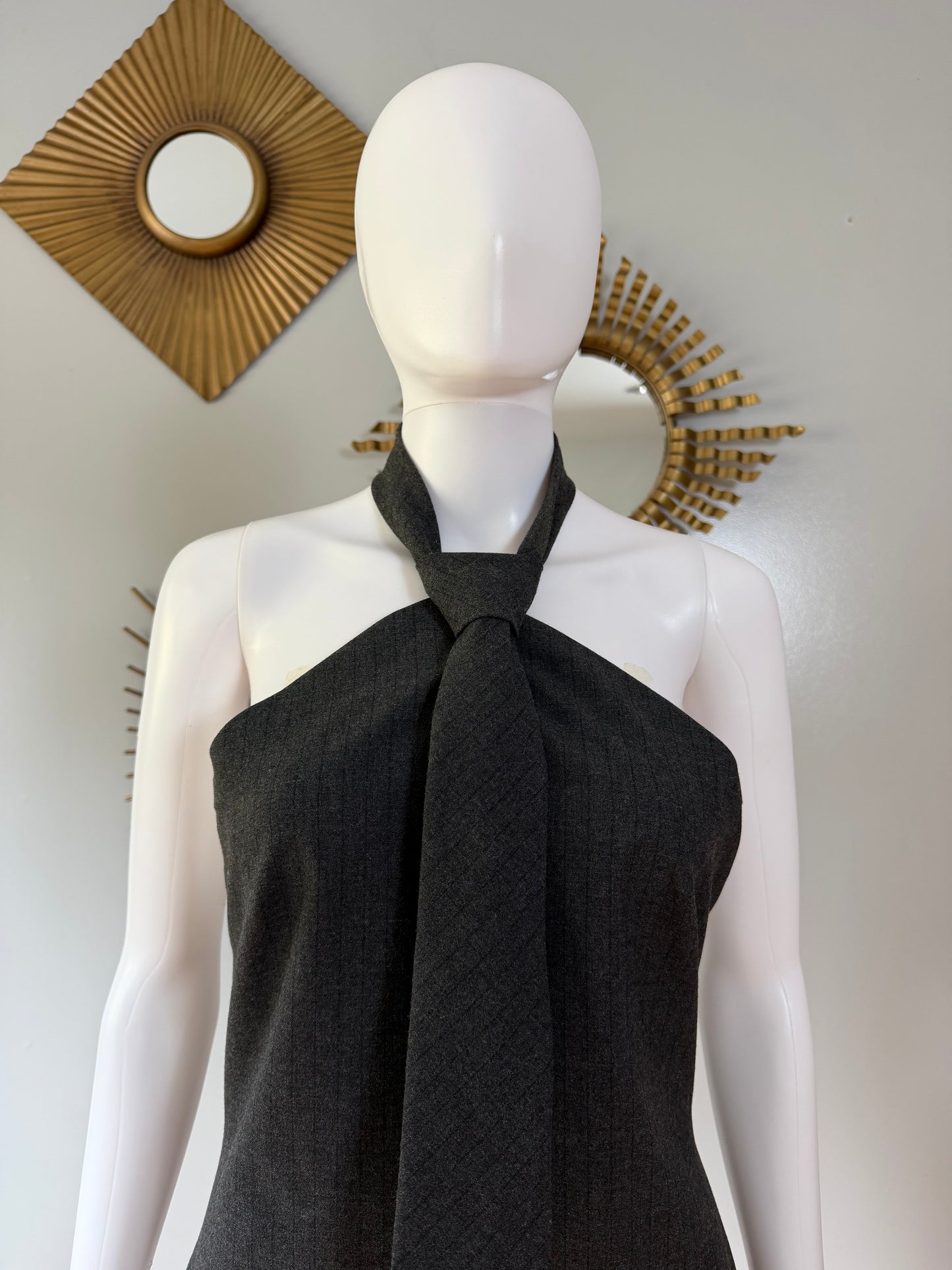 ZARA - Black Halter Tie-Neck Mini Dress