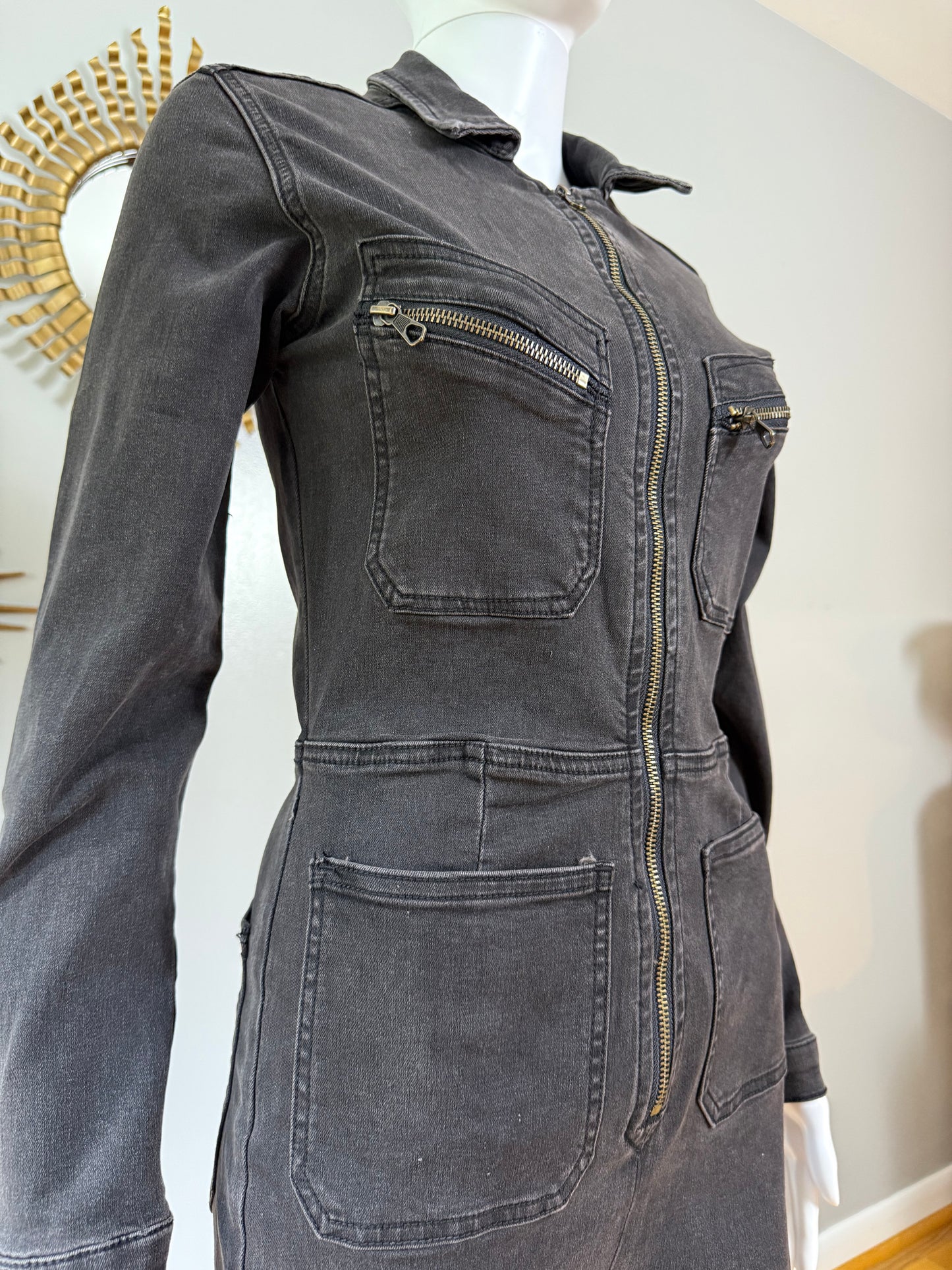 Free People - Black Denim Lennox Jumpsuit