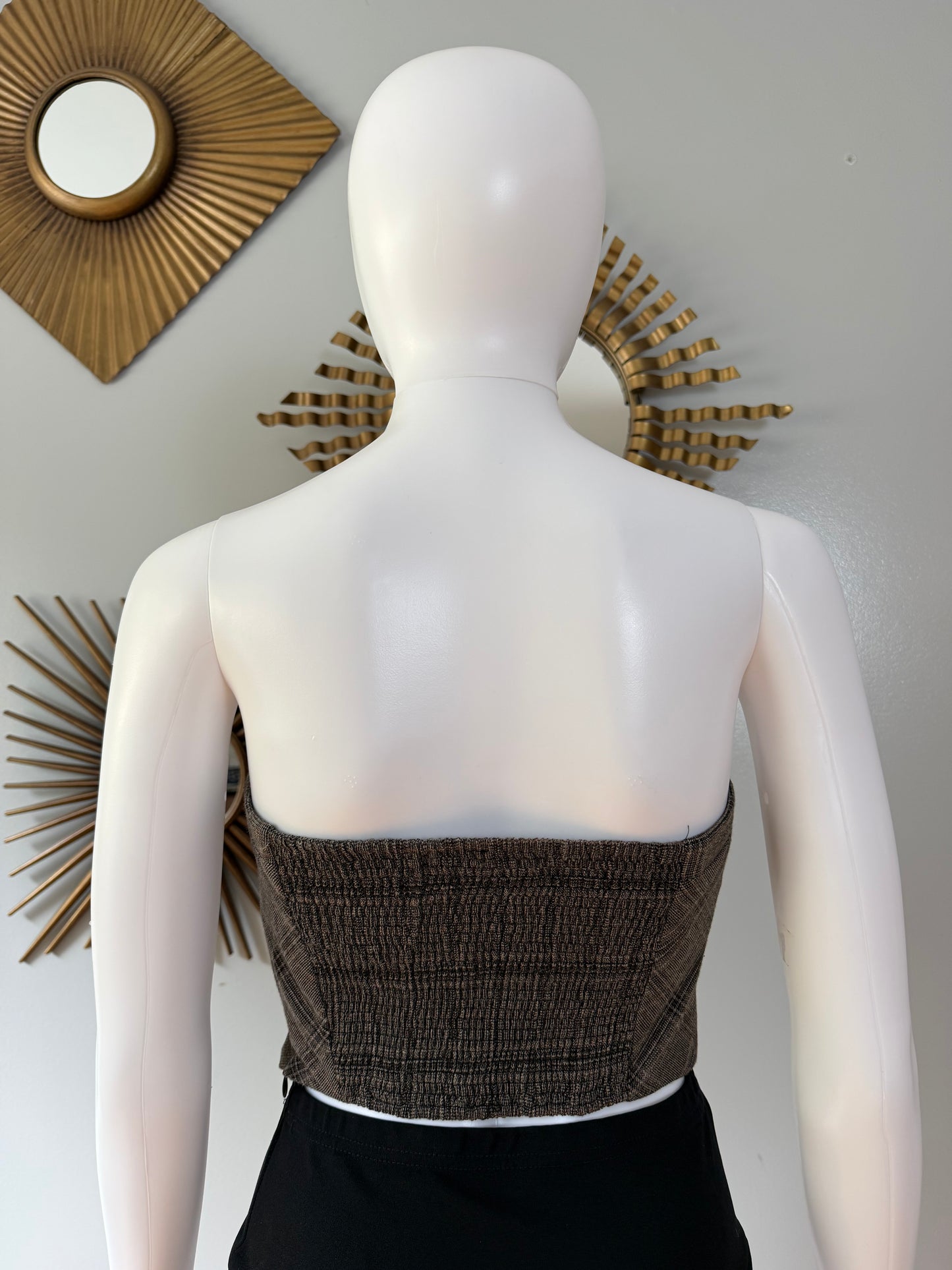 Free People- Brown Out West Plaid Corset