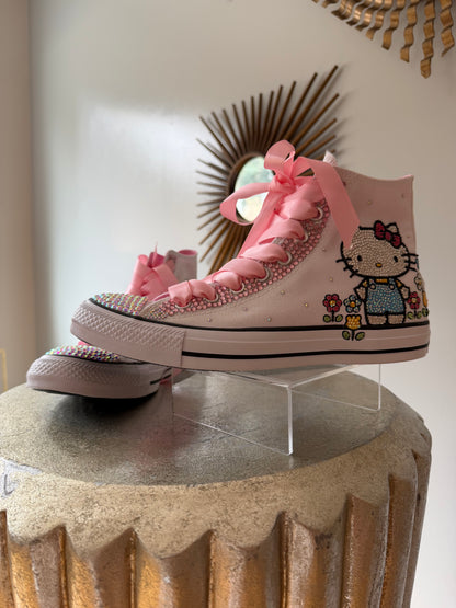 Converse - Hello Kitty White & Pink Bedazzled High Top Sneakers