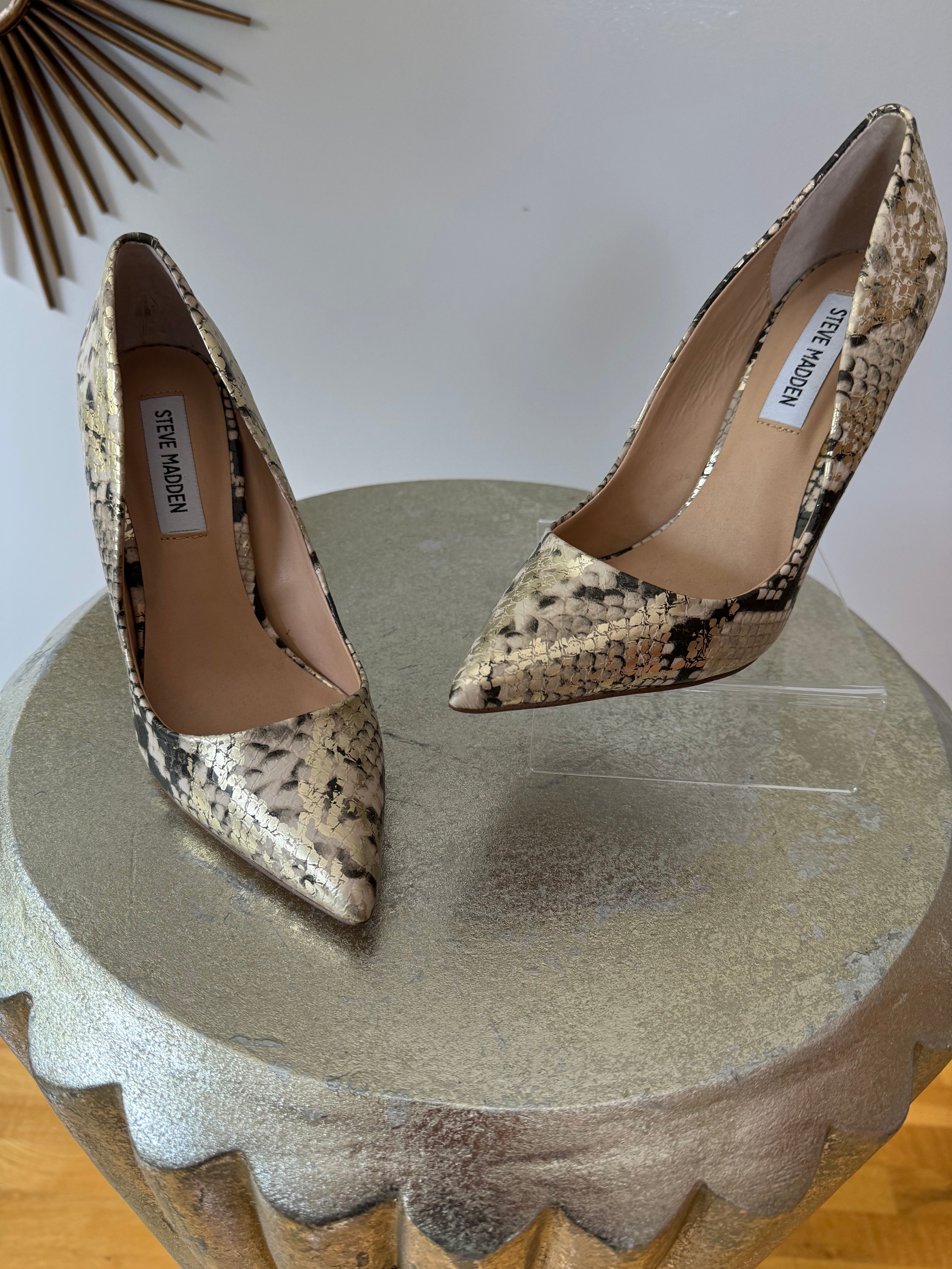 Steve Madden Gold Vala Snakeskin Pumps Chic Couture Closet ATL