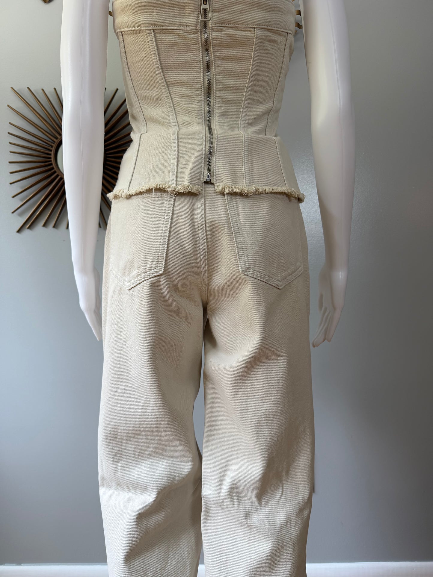 Mistress Rocks - Oat Denim Strapless Top and Jeans Set