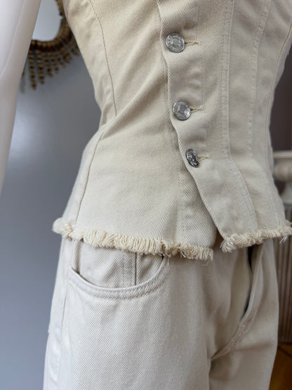 Mistress Rocks - Oat Denim Strapless Top and Jeans Set