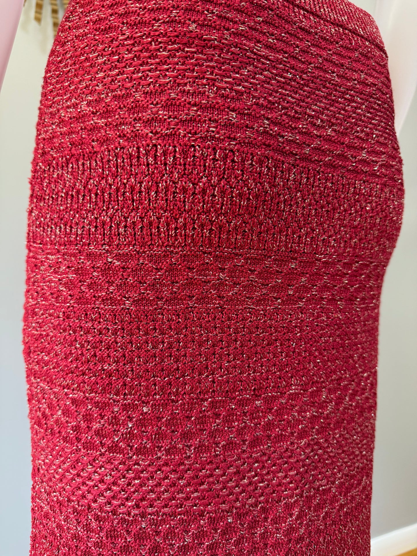 Zara - Red Buckled Knit Midi Dress