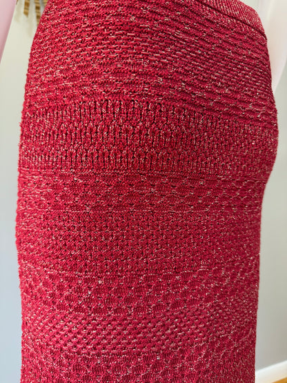 Zara - Red Buckled Knit Midi Dress