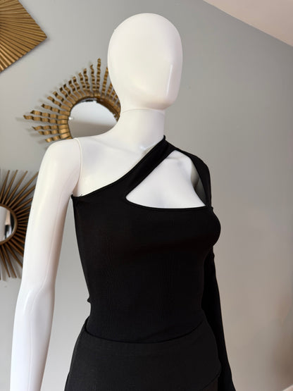 ZARA - Black One Shoulder Cutout Bodysuit