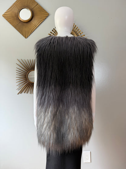 Melissa Paige - Grey Ombre Faux Fur Long Vest