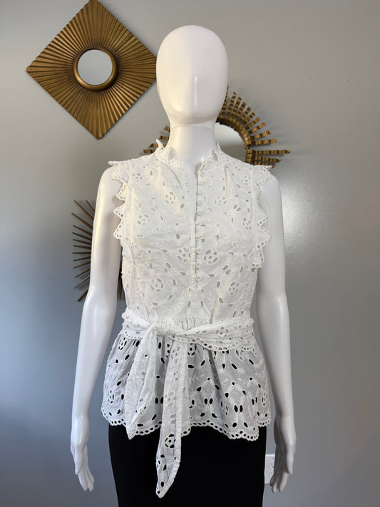 Rebecca Taylor - White Eyelet Cotton Top