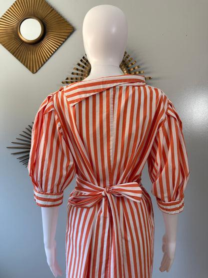 ZARA - Orange Stripes Midi Dress