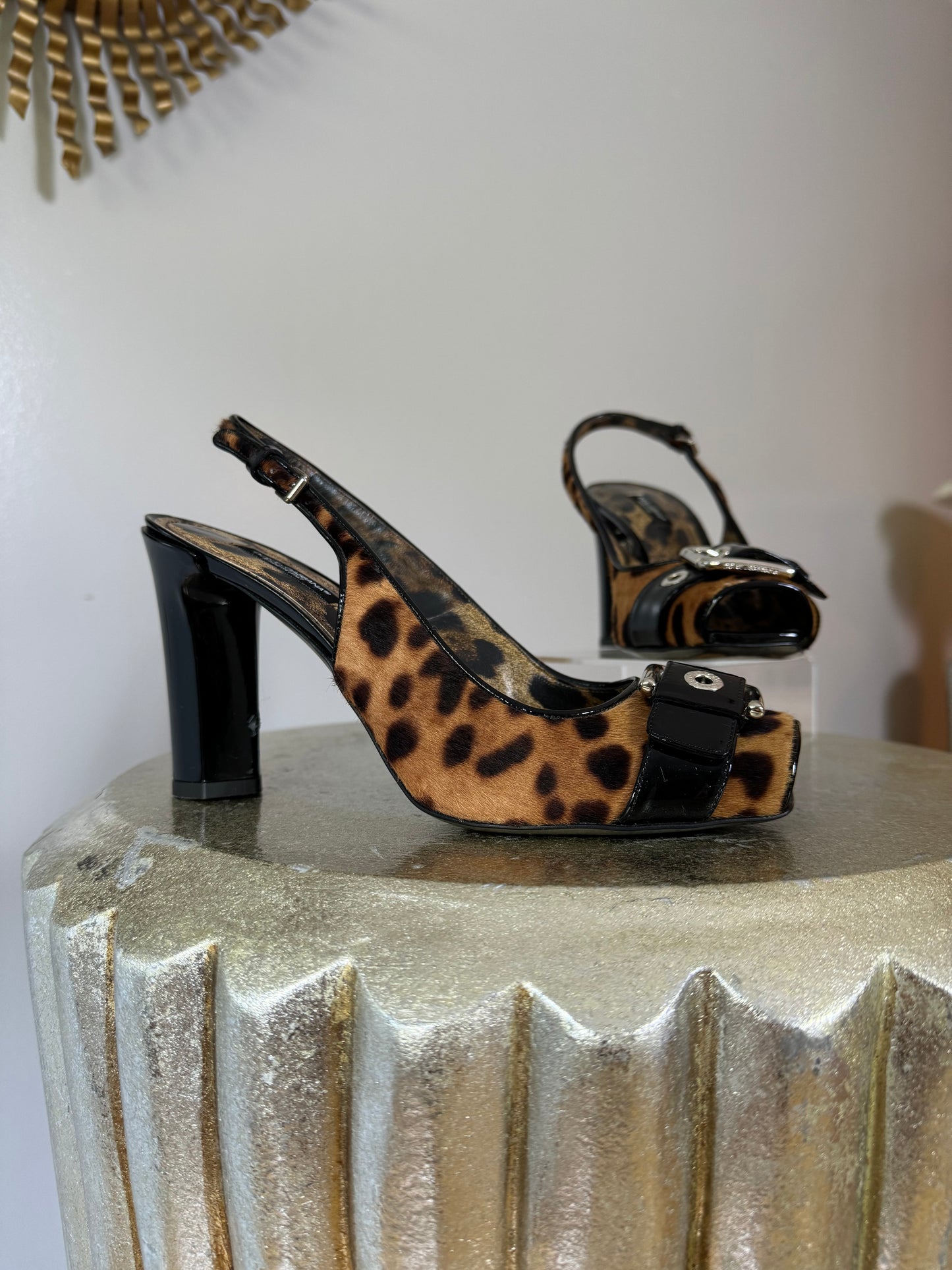 Dolce & Gabbana -  Brown Leopard Slingback Pumps