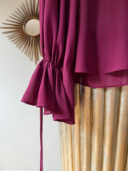 Forever 21 - Burgundy Sheer Long Sleeve Top