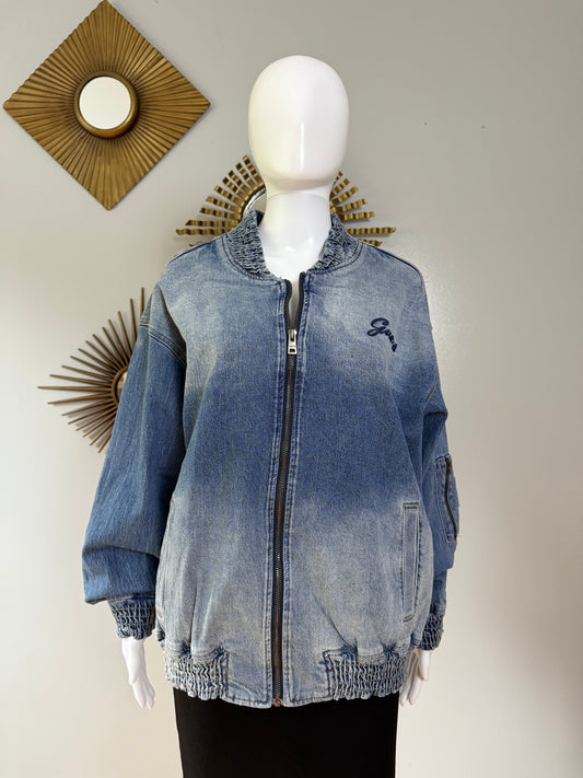 Guess - Blue Bomber Denim Jacket