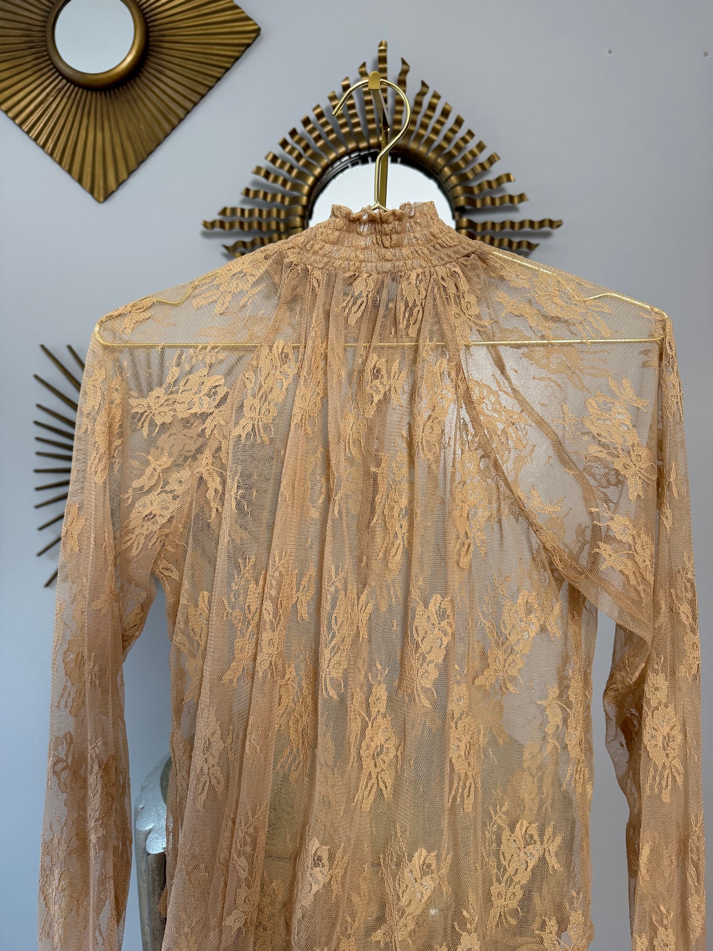 Forever 21 - Tan Lace Button Up Top