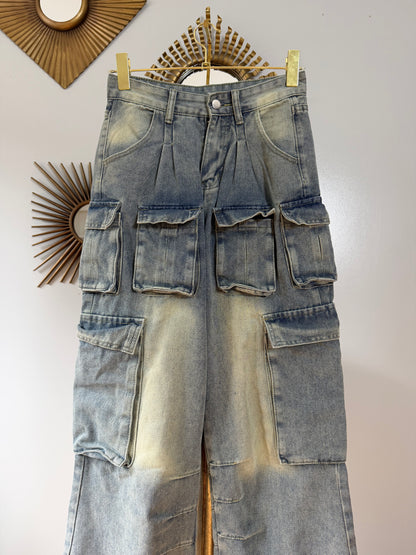 Milano - Blue Cargo High Waist Jeans