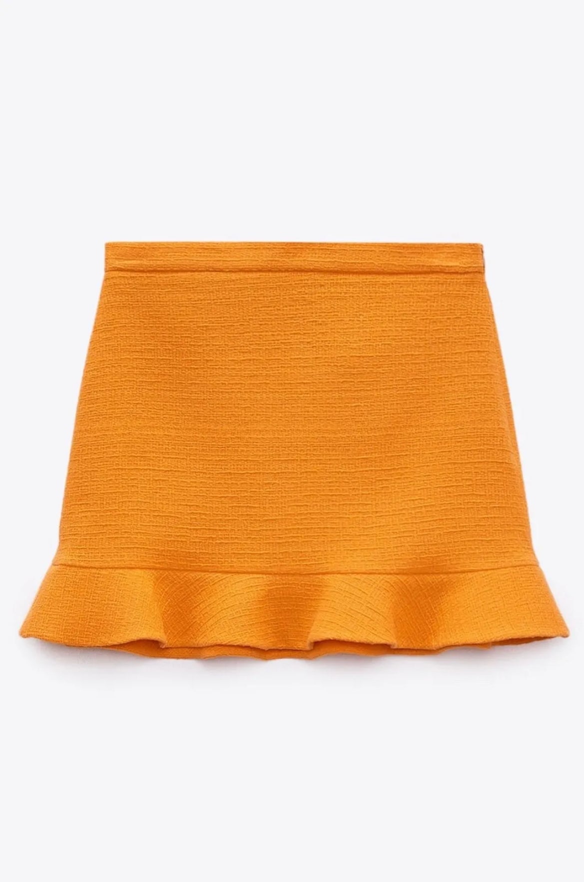 Zara - Conjunto Chaleco y Falda Naranja Textura