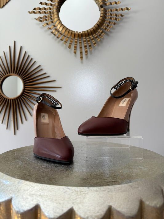 VALENTINO - Burgundy Scarpe Leather D’Orsay Heels