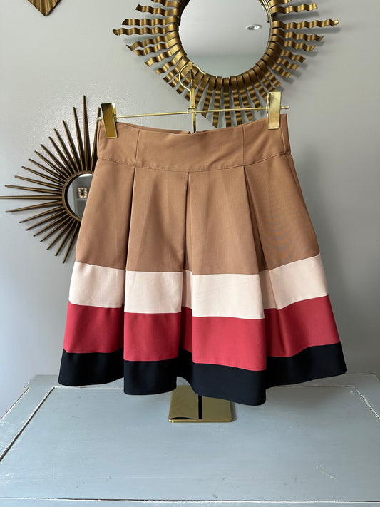 ZARA - Tan Color block A-line Midi Skirt