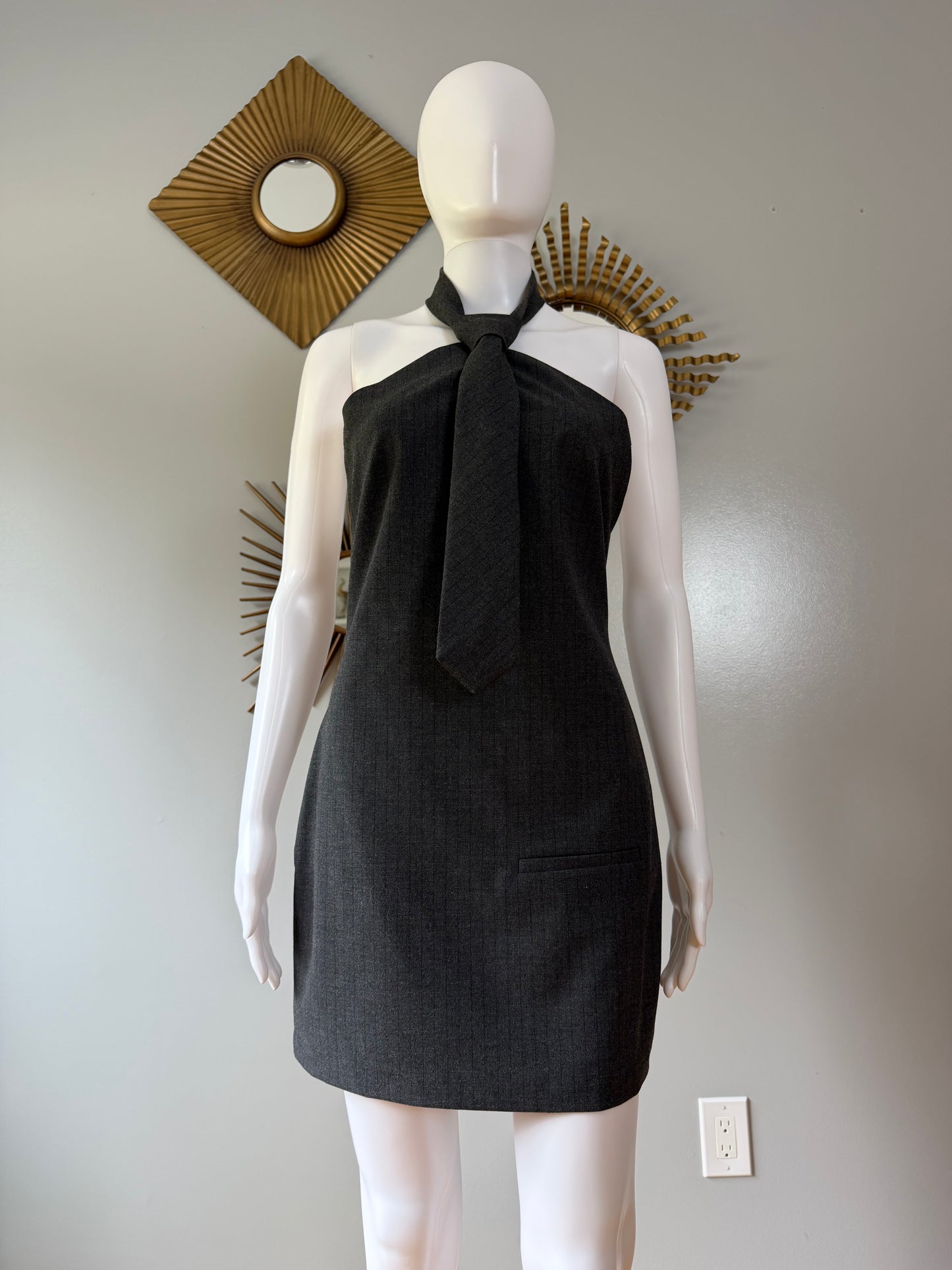 ZARA - Black Halter Tie-Neck Mini Dress