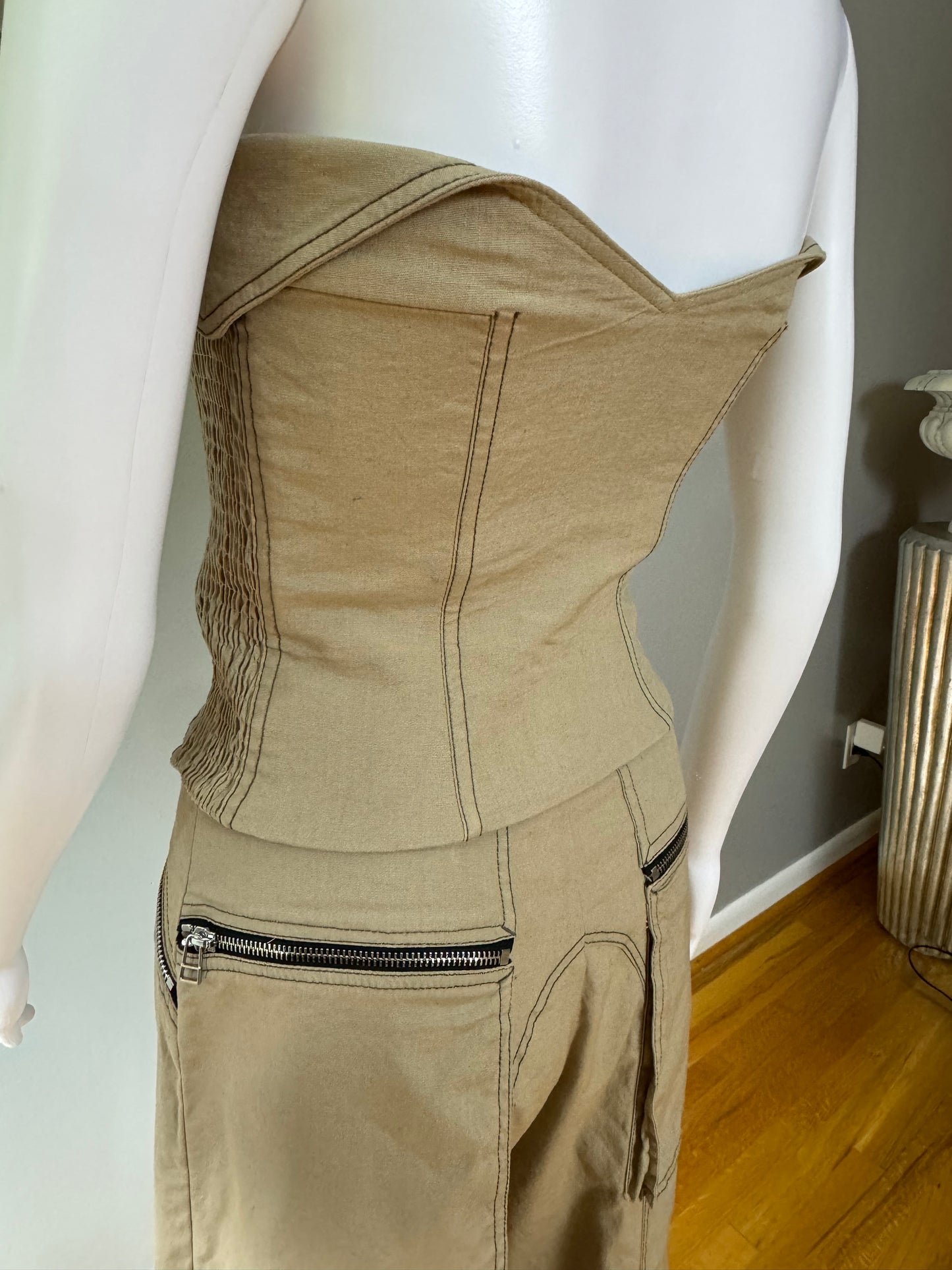 ZARA - Khaki Zippered Corset & Pants Set