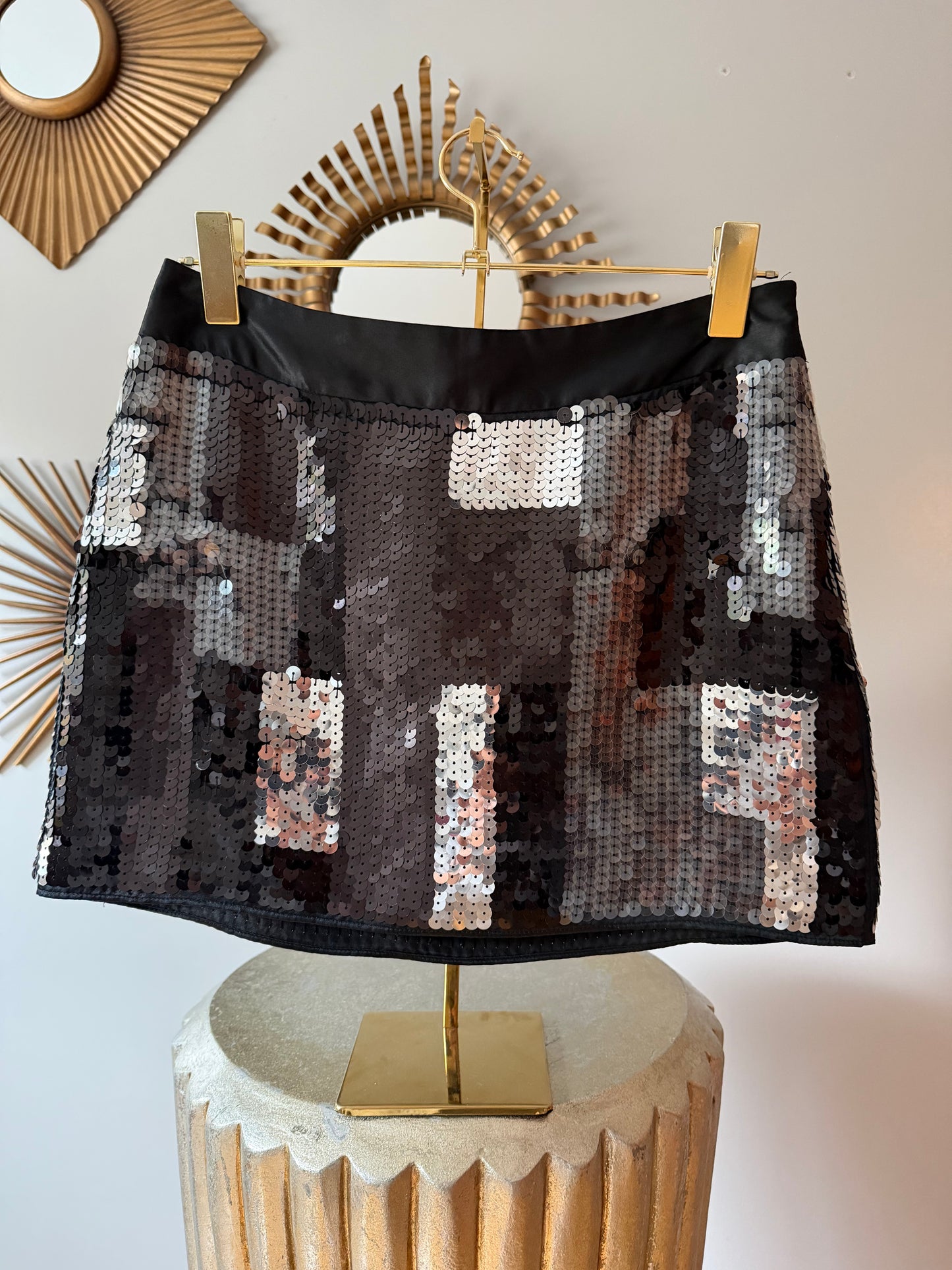 Express - Black Sequin Mini Skirt