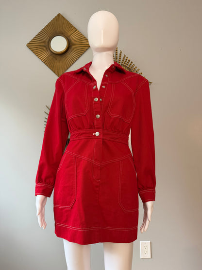 7 For all man kind - Red Denim Mini Dress