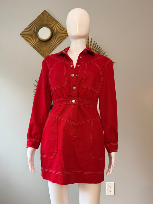 7 For all man kind - Red Denim Mini Dress