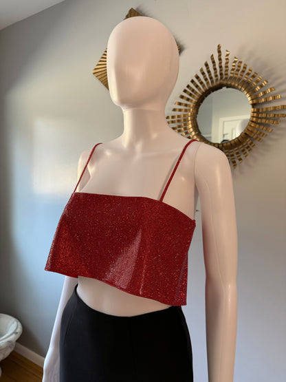 ZARA - Red Rhinestone Crop Top