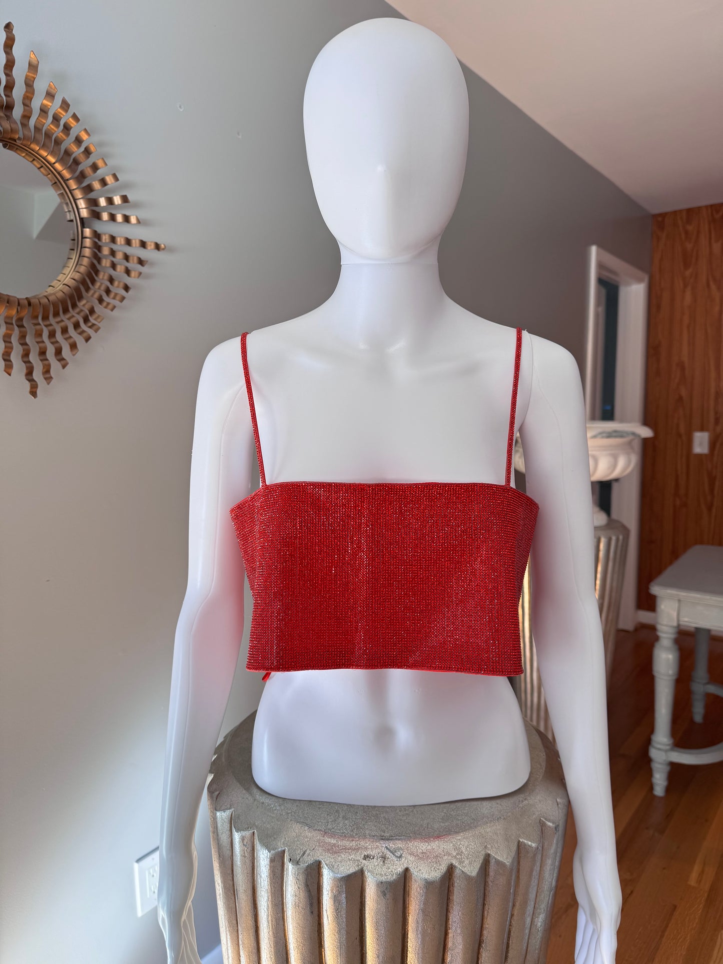 ZARA - Red Rhinestone Crop Top