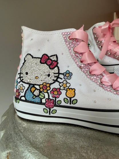 Converse - Hello Kitty White & Pink Bedazzled High Top Sneakers
