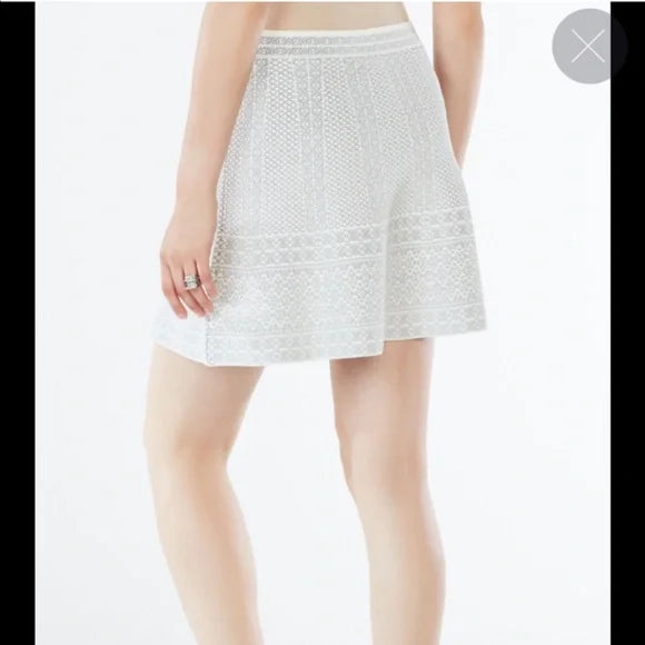 BCBGMAXAZRIA- White Knit Jacquard Queeny Skirt