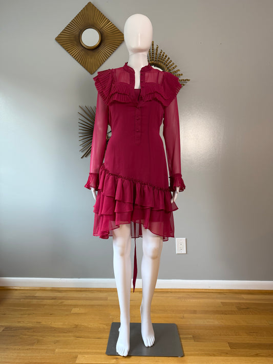 Ted Baker London - Pink Anastai Ruffled Long Sleeve Dress