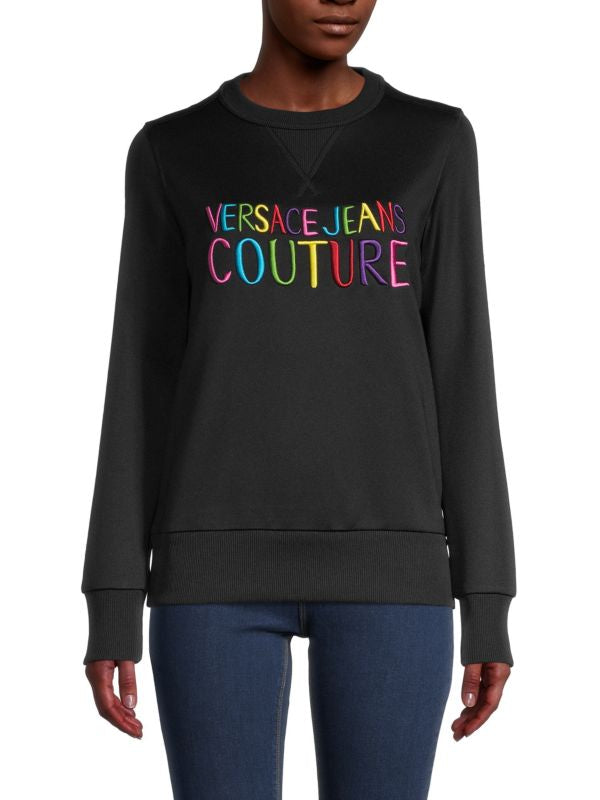 Versace Jeans - Black Crewneck Sweater w/ Multicolor Design