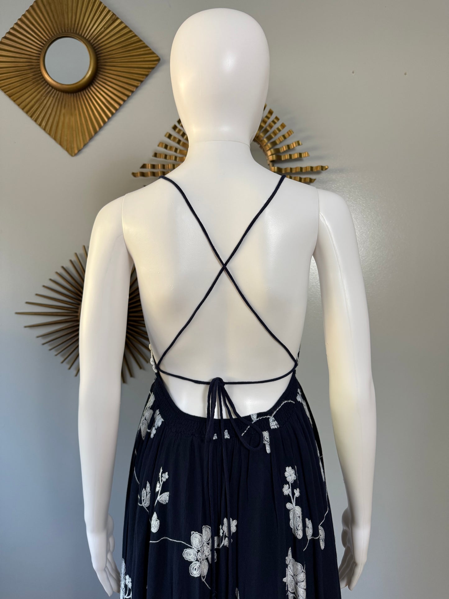 Lulu’s - Blue Floral Embroidered Maxi Dress