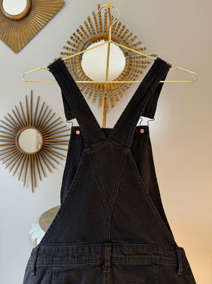 American Eagle - Black Distressed Short Overalls
