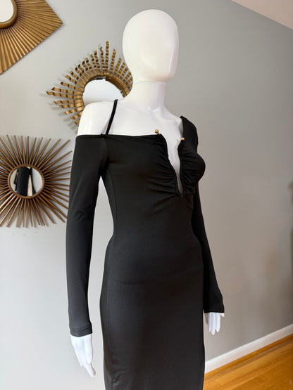 Peppermayo - Black Asymmetric Open Back Maxi Dress