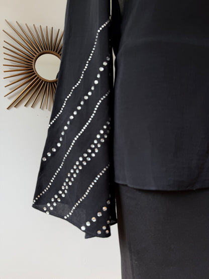 ZARA - Black Backless Embellished Top