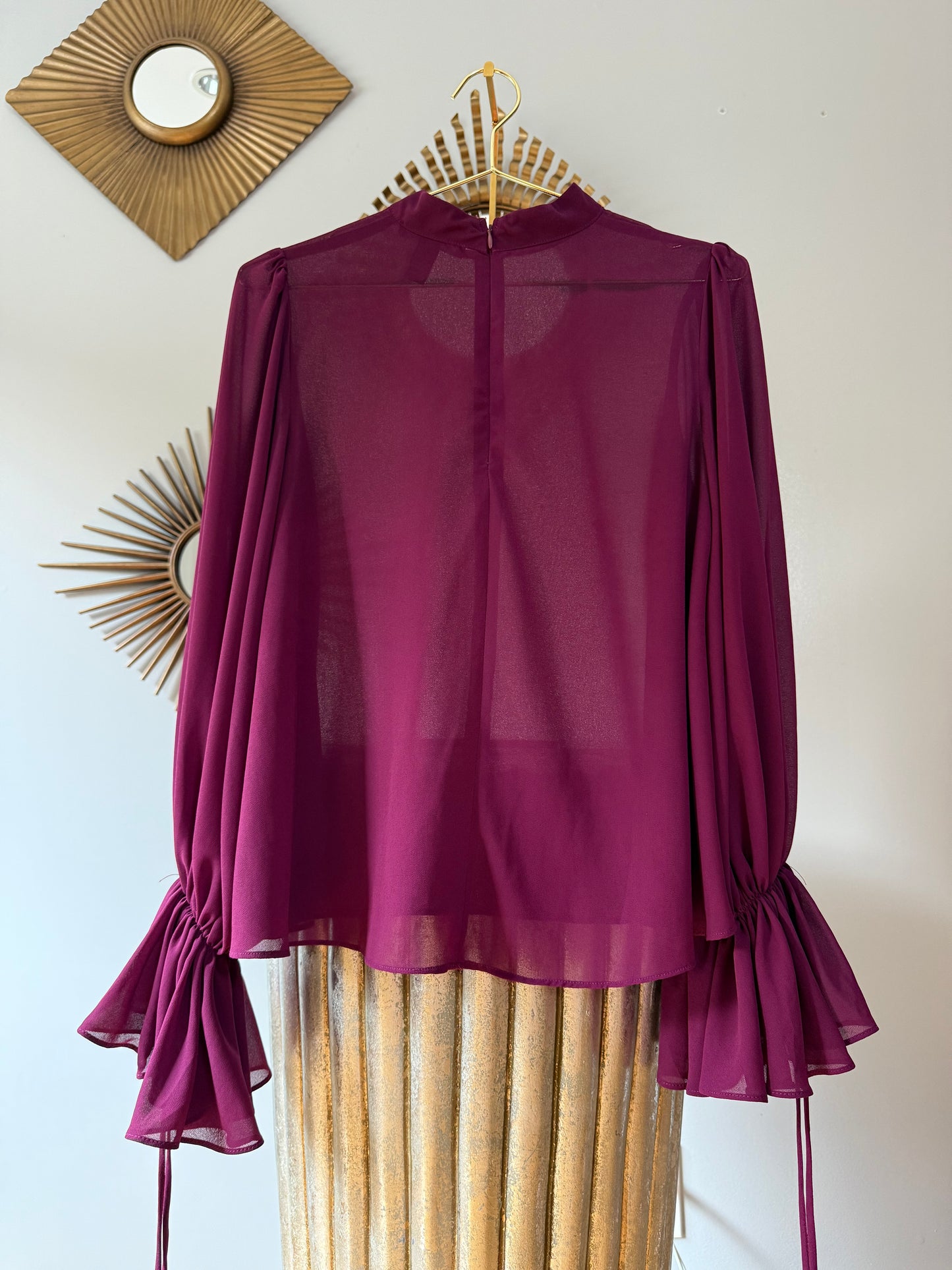 Forever 21 - Burgundy Sheer Long Sleeve Top