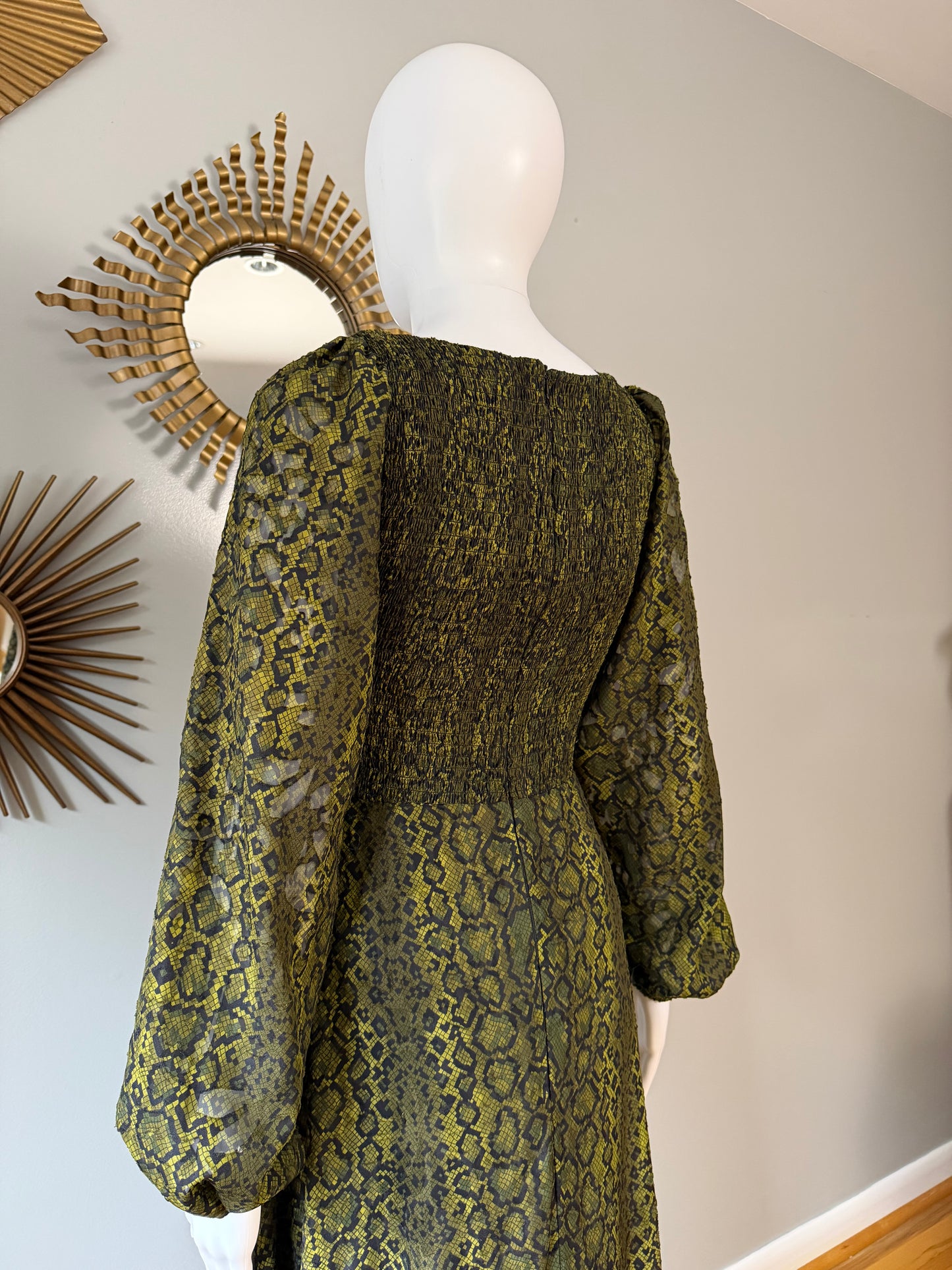 French Connection- Green Aurey Python Maxi Dress
