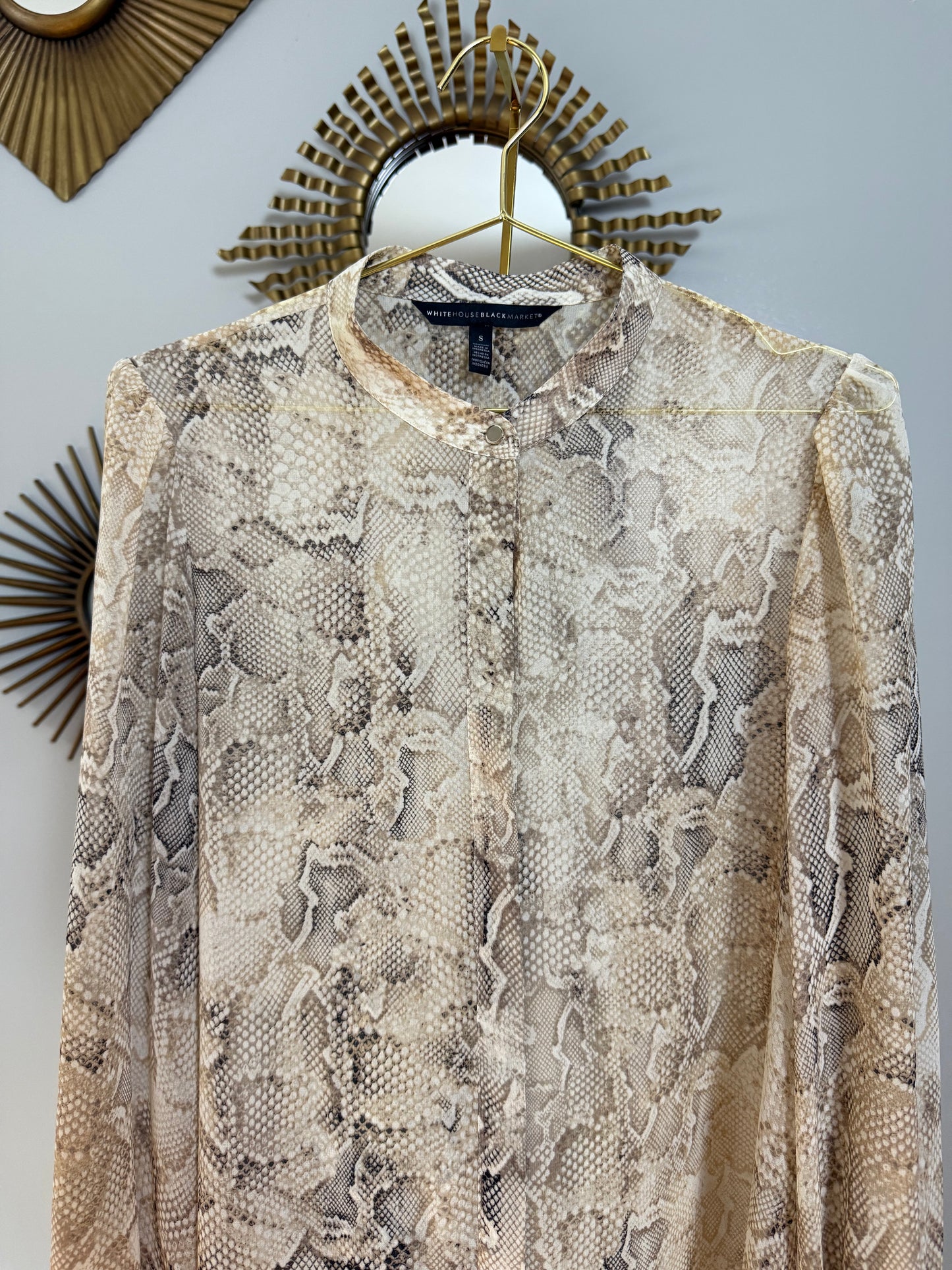 White House Black Market- Tan Python Skin Print Blouse