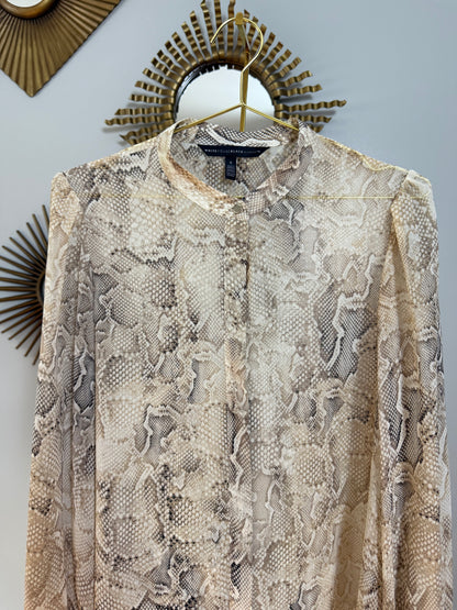 White House Black Market- Tan Python Skin Print Blouse