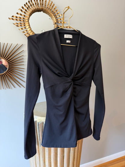 Aritzia - Black Contour Twist-Front Top