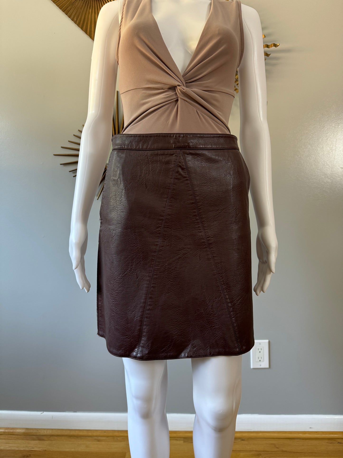 ZARA - Brown Faux Leather Mini Skirt