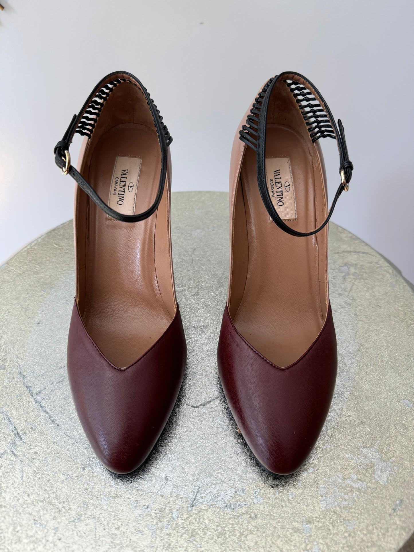 VALENTINO - Burgundy Scarpe Leather D’Orsay Heels