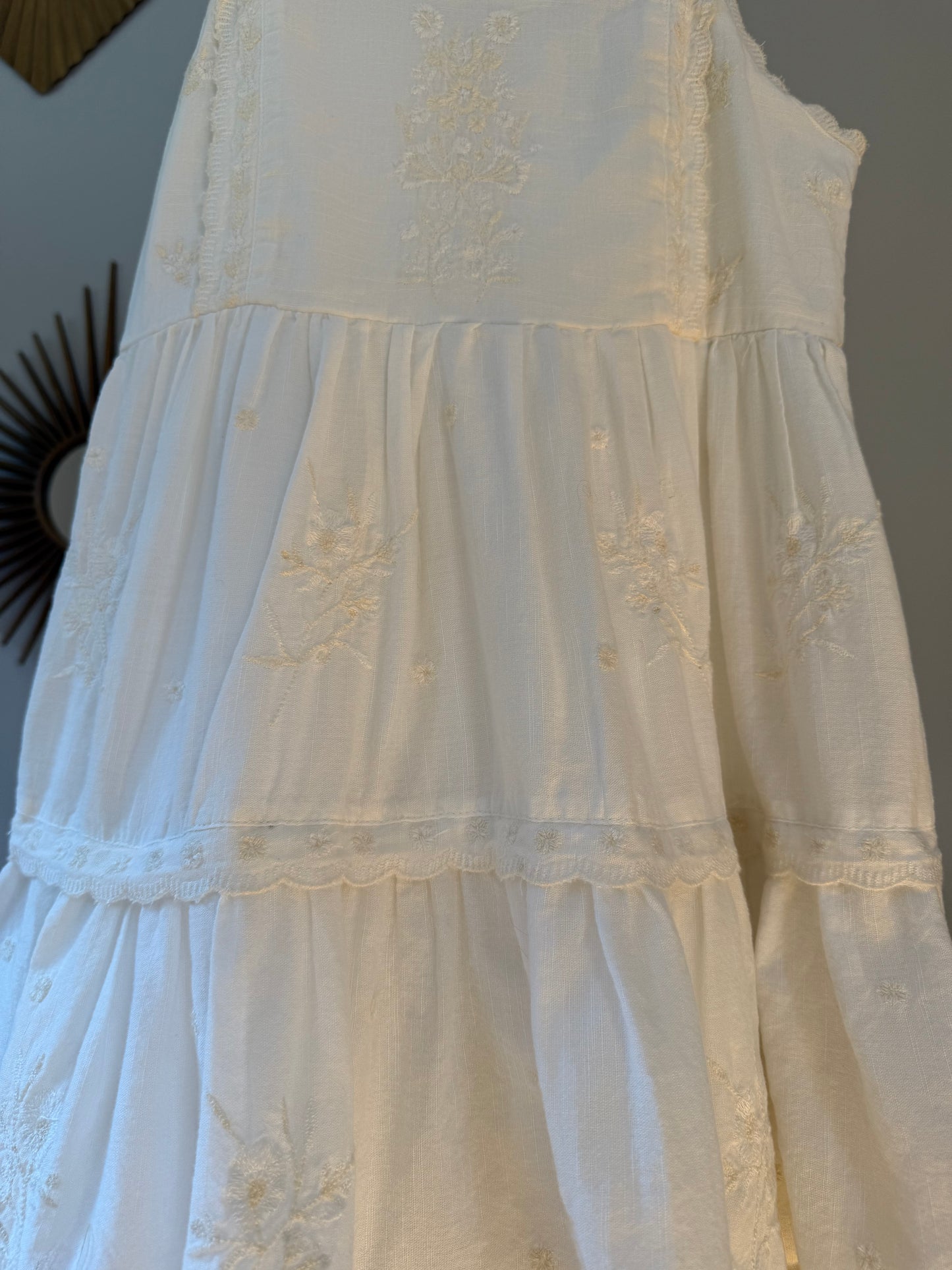 Urban Outfitters- Beige Hanna Embroidered Dress