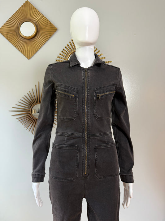 Free People - Black Denim Lennox Jumpsuit