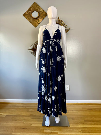 Lulu’s - Blue Floral Embroidered Maxi Dress