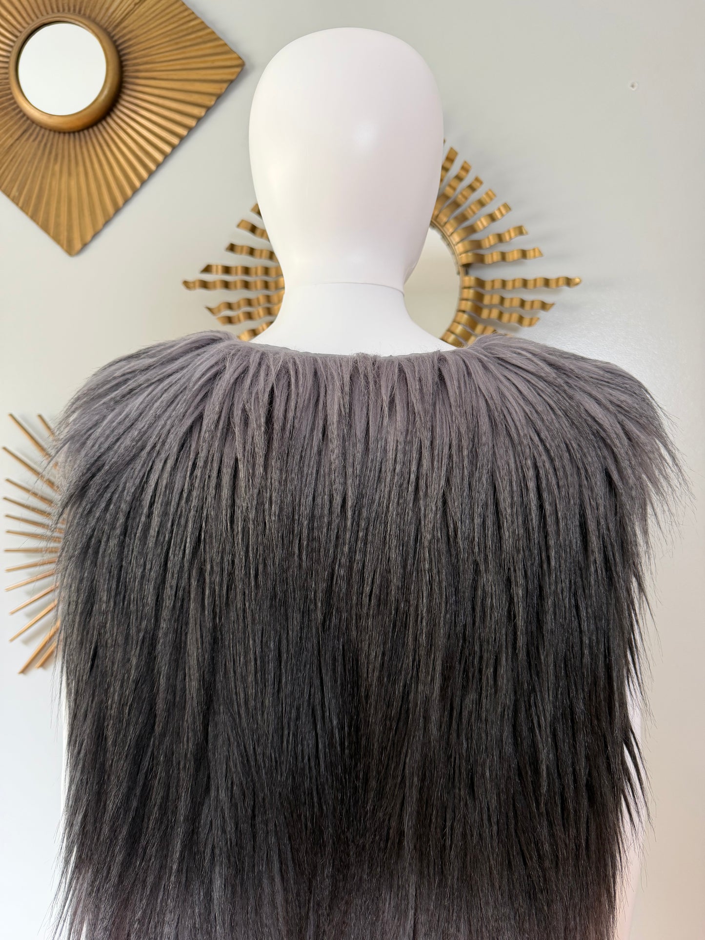 Melissa Paige - Grey Ombre Faux Fur Long Vest