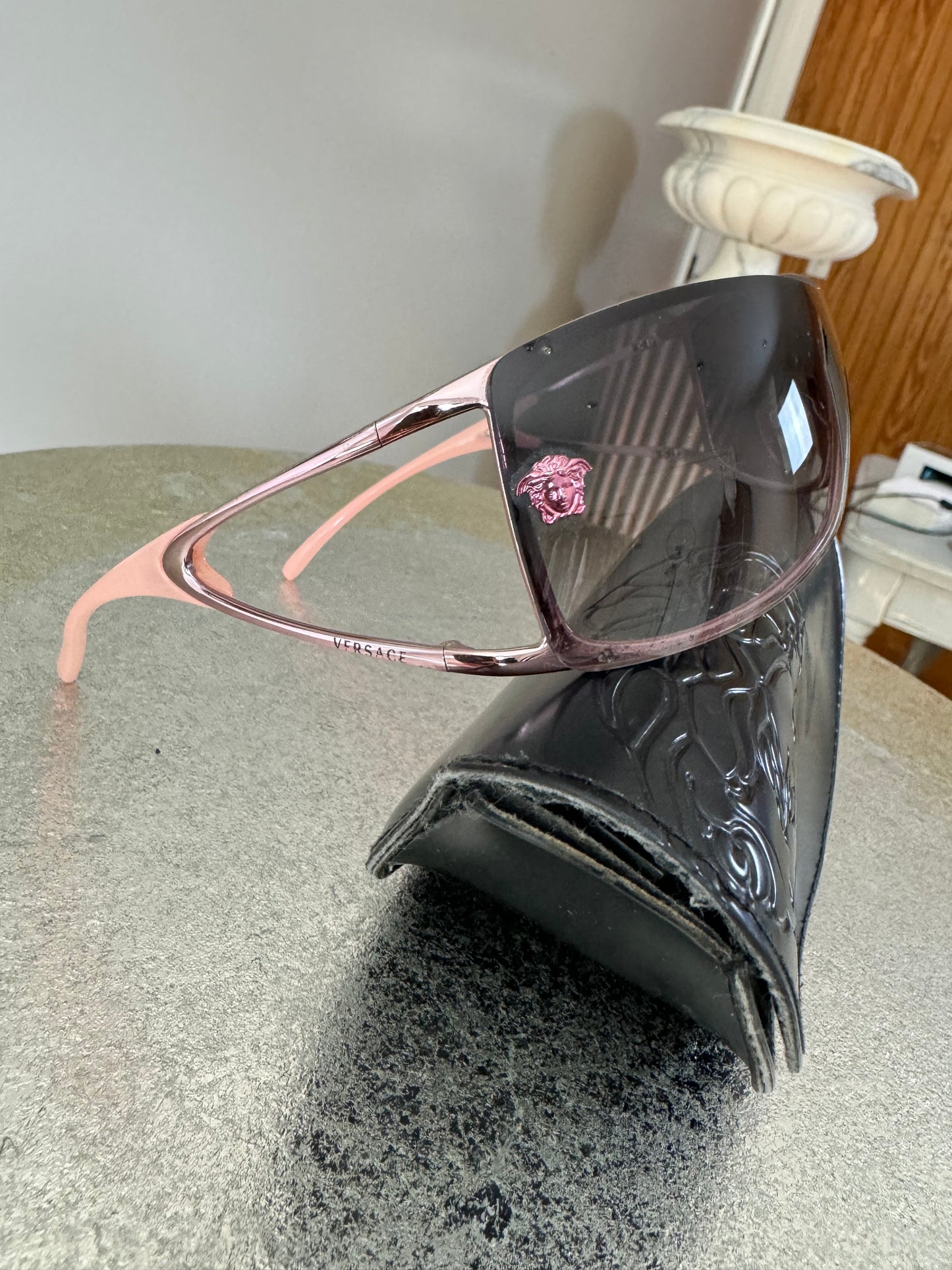 VERSACE - Pink Vintage Shield Sunglasses